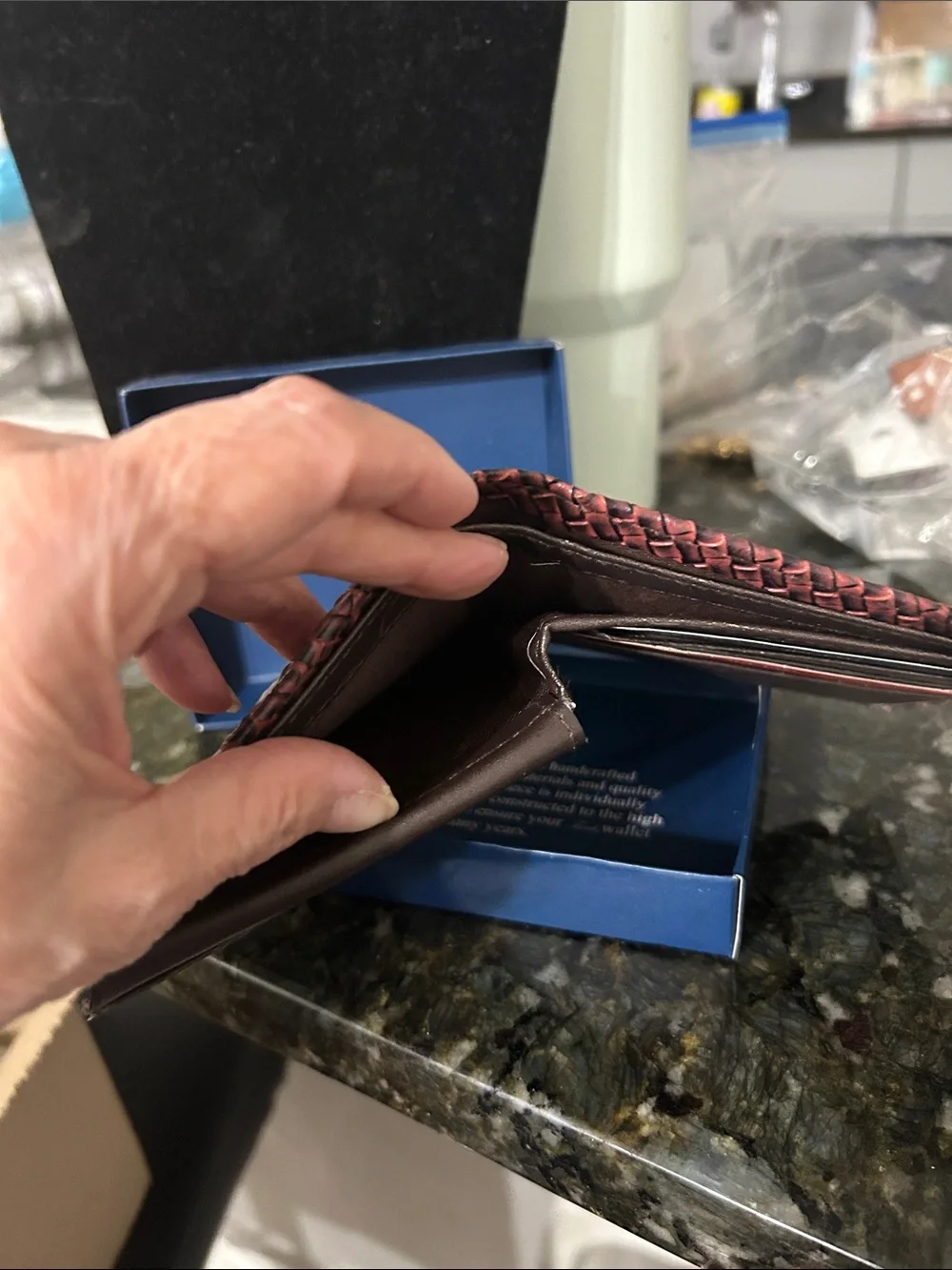 Milano Red and Brown Woven Leather Card Holder